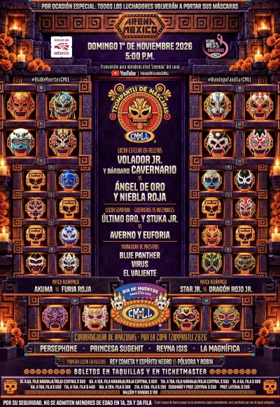 Cartel de CMLL Domingo Familiar: Tzompantli de Máscaras